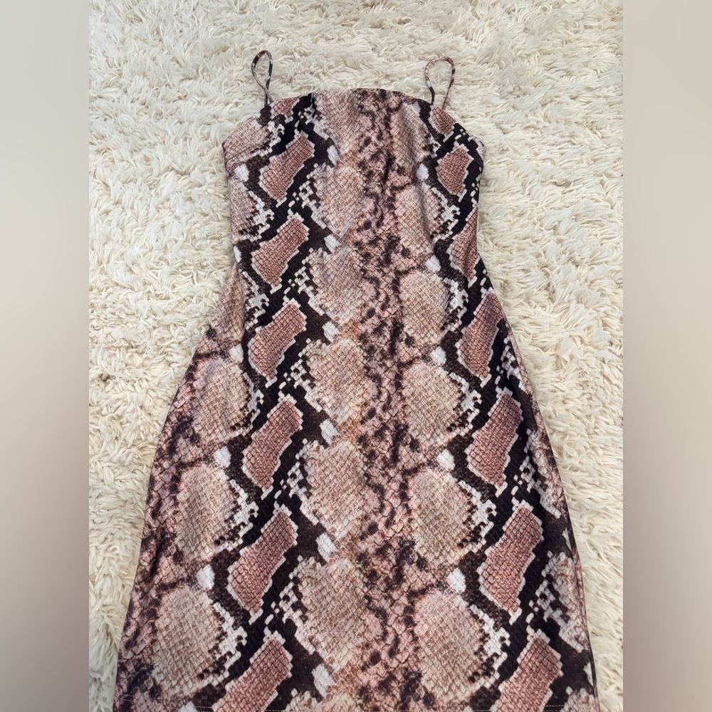 Lovely Day Snake Print Midi Dress - Brown and Black